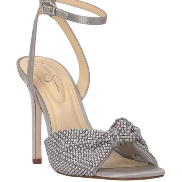 Jessica Simpson Women's Beaded Knot Ankle-Strap Dress Sandal in Pewter Size 8M - Picture 2 of 8